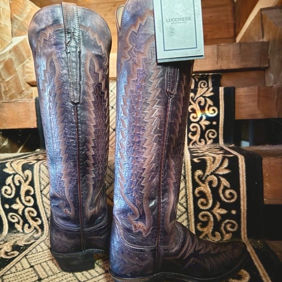 LUCCHESE PRISCILLA LIMITED EDITION PURPLE/PINK BOOTS, size 6 - Picture 6 of 7